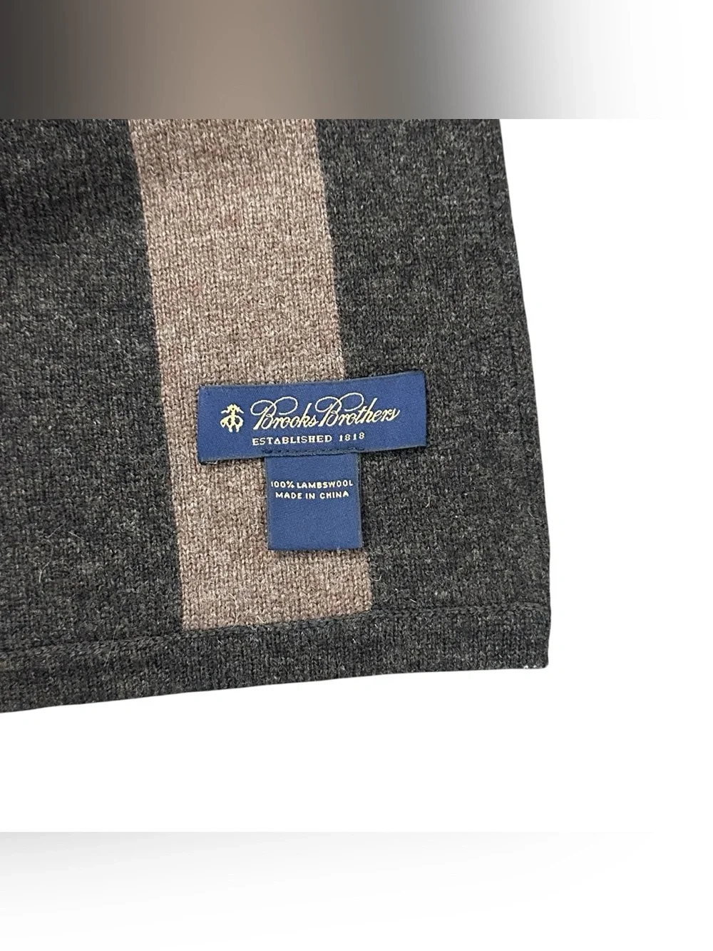 Brooks Brothers 100% Lambswool Reversible Argyle Stripe Scarf Brown Gray Men’s